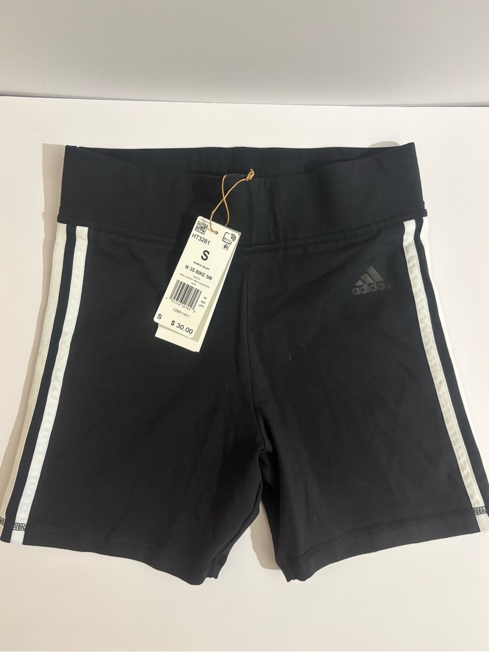 adidas W 3S Bike 5IN Size Small Black & White NWT